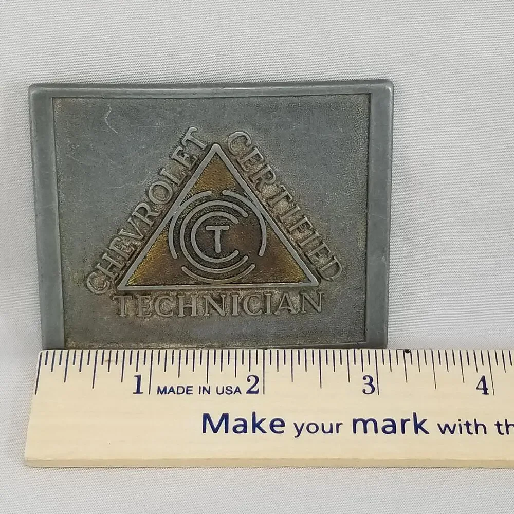 Vintage Belt Buckle Chevrolet Certified Technician Mechanic USA Made By RJR & Co